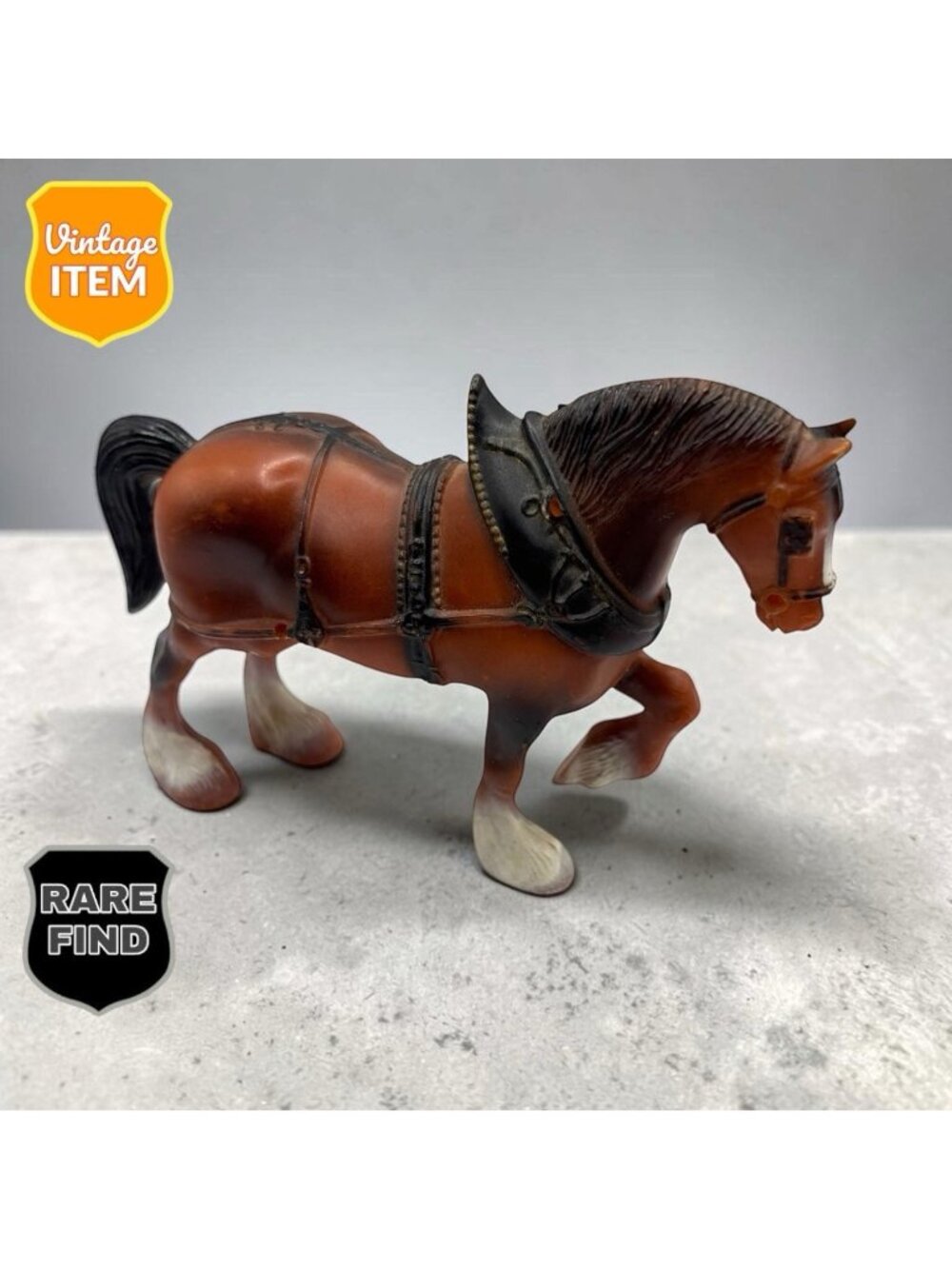 Vintage 5” Dime Store Hong Kong Plastic Toy Horse CLYDESDALE Budweiser inspired!